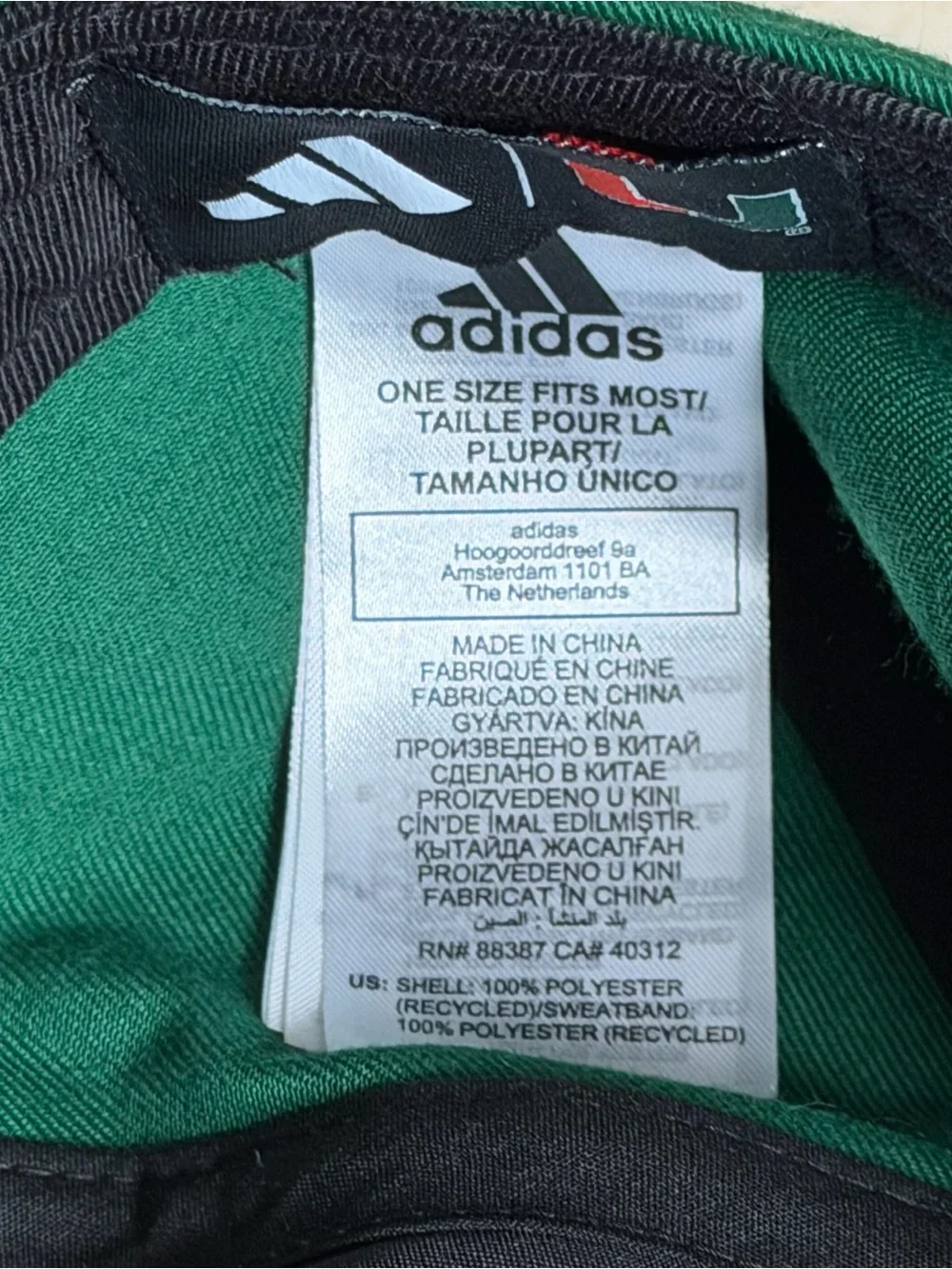 adidas University of Miami Embroidered Baseball Cap